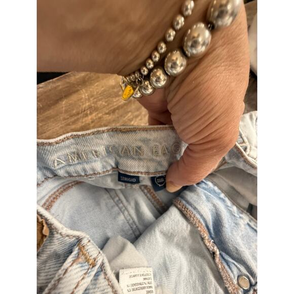 "AMERICAN EAGLE" Strigid High Rise Baggy Straight Light SZ 2 LONG SMALL SPOT - Picture 3 of 12